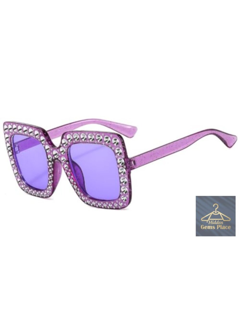 Oversized Crystal Sunglasses for Women Square Thick Frame Rhinestone Sparkling